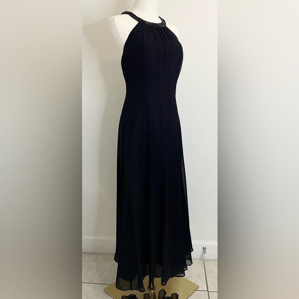 Silk Evening Dress with Beaded Neckline Jones New York